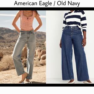 2 Pc Jeans Lot American Eagle Stovepipe / Old Navy Wow Baggy Womens Size 8
